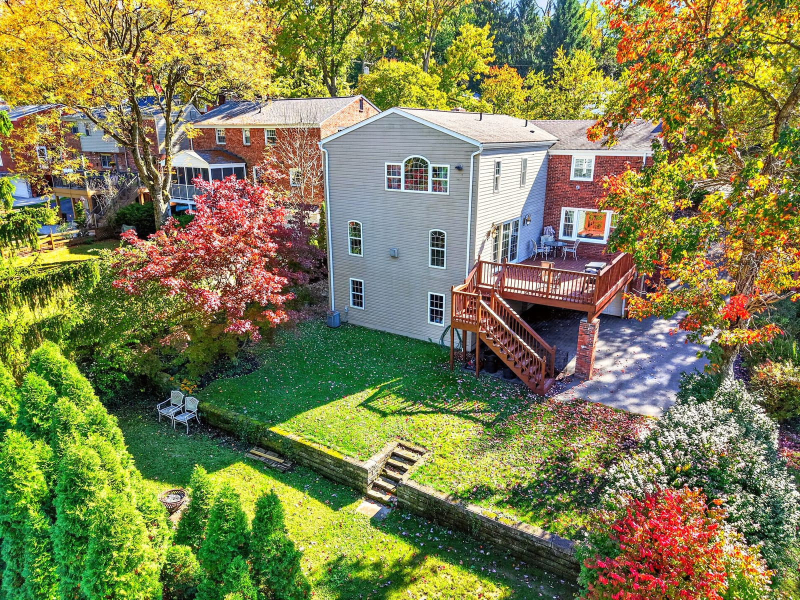 Aerial view of the back of the house