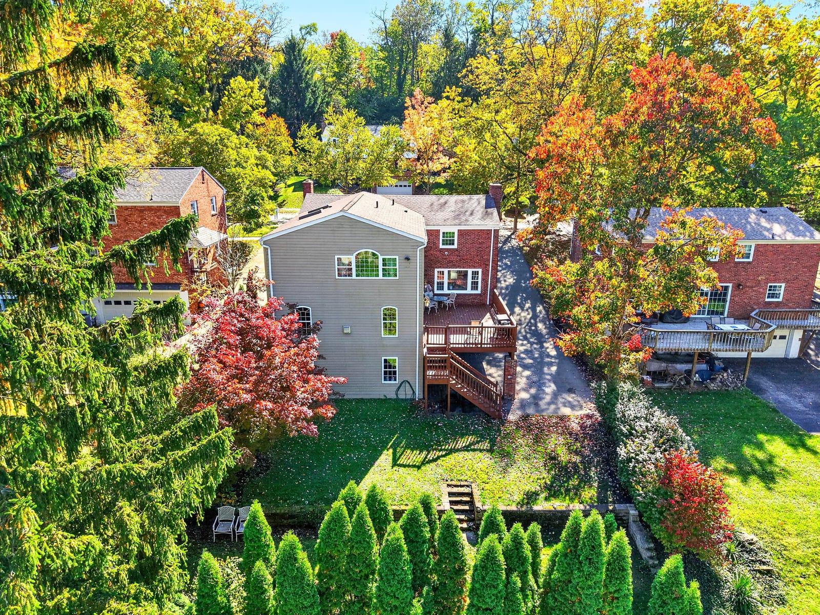 Aerial view of the back of the house