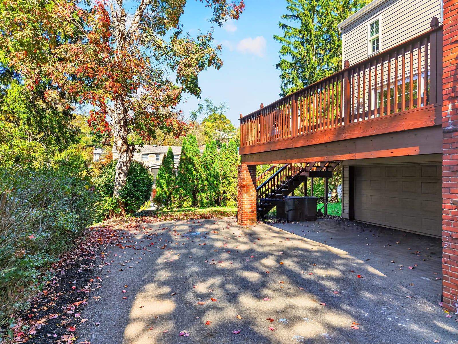 Driveway and garage under the deck