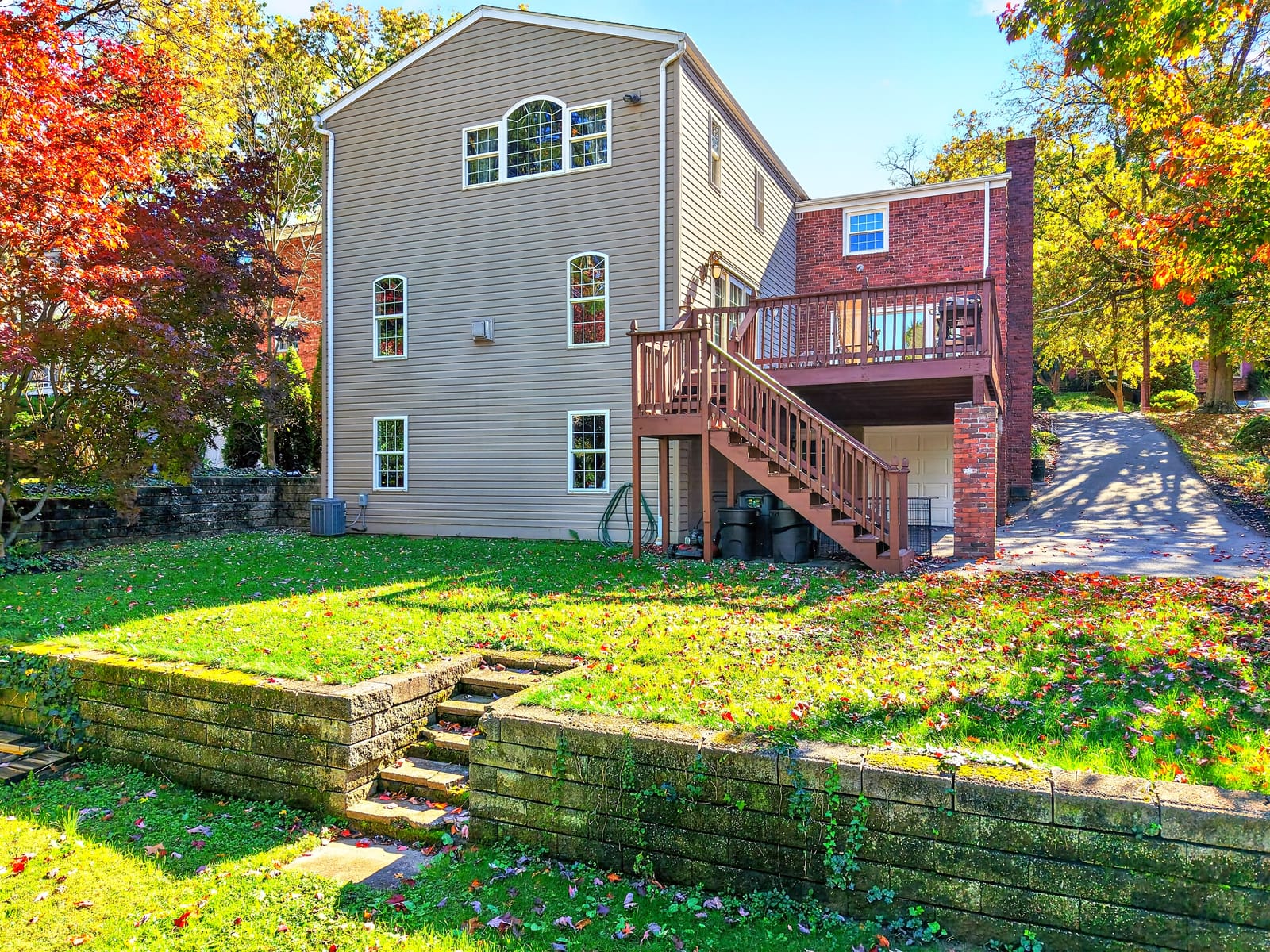 Back of the house and two-tier yard